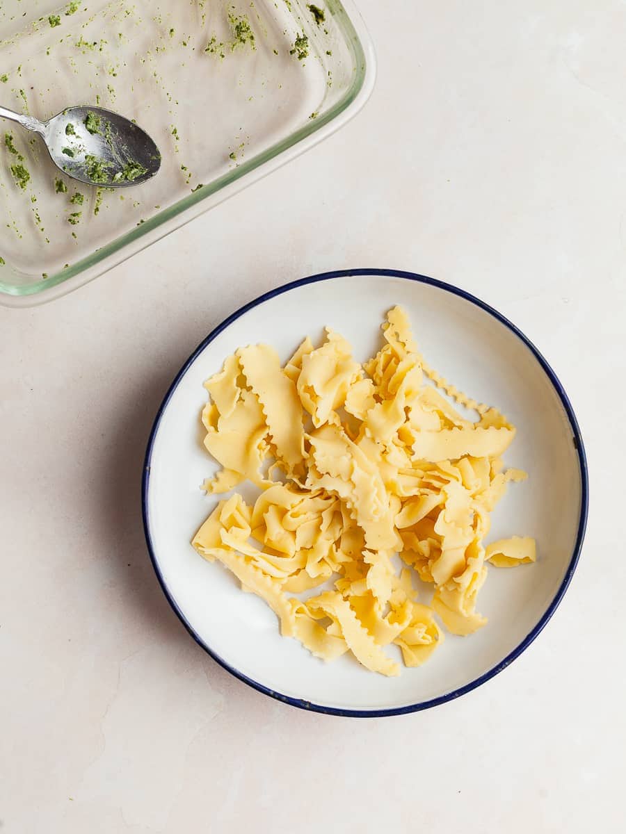 a bowl of pasta scraps