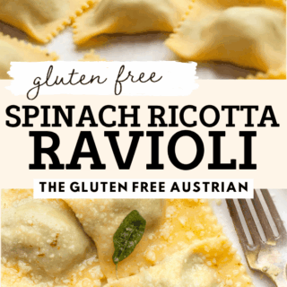 Gluten free spinach ricotta ravioli recipe made from scratch with homemade pasta dough and creamy ricotta filling. Learn how to fill, shape, and cook fresh ravioli at home.