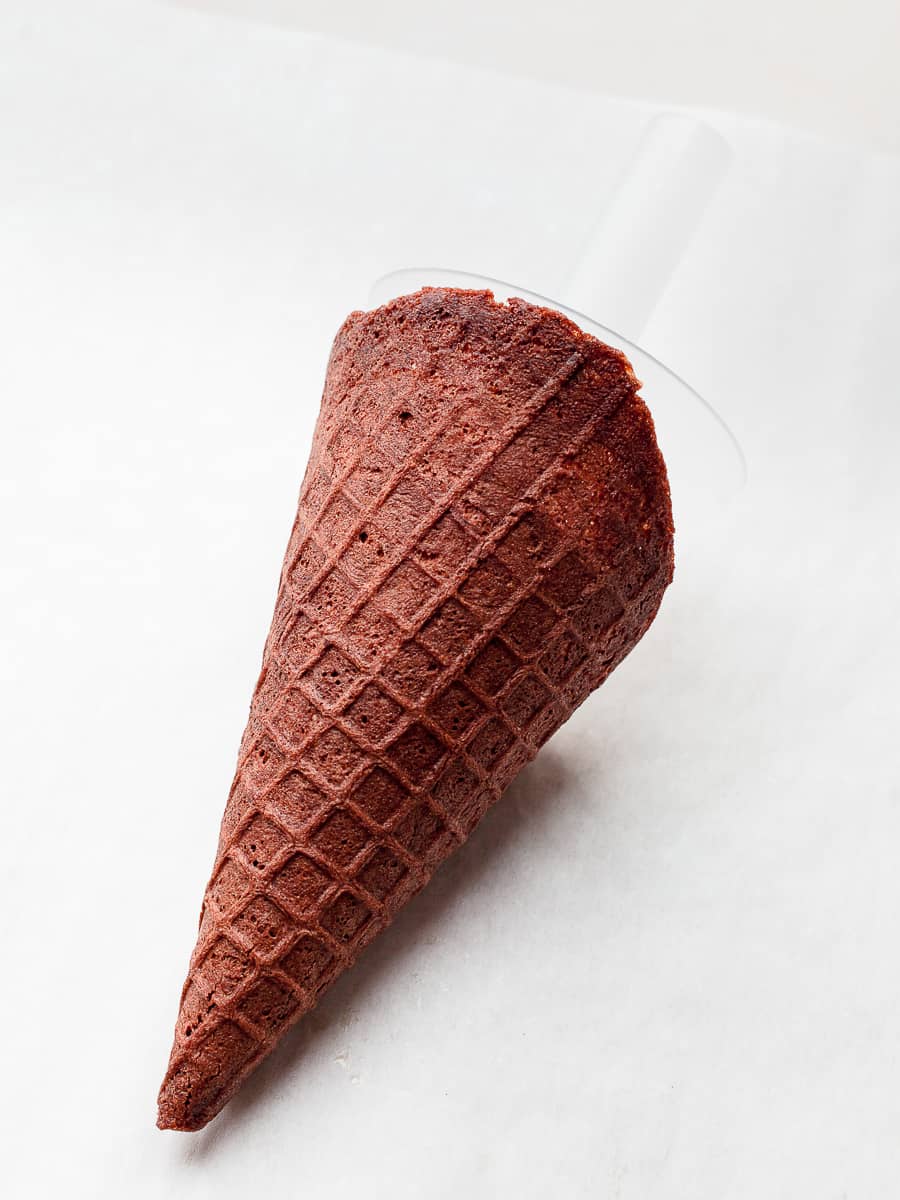 shaped gluten free chocolate waffle cone