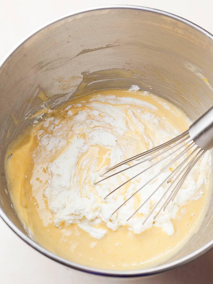 whipped cream folded into cake batter