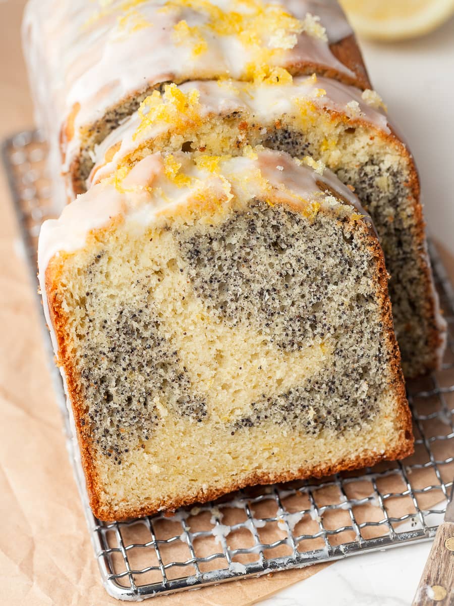 slices of gluten free lemon poppy seed loaf