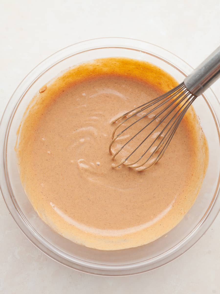 mixed ingredients for pumpkin no churn ice cream