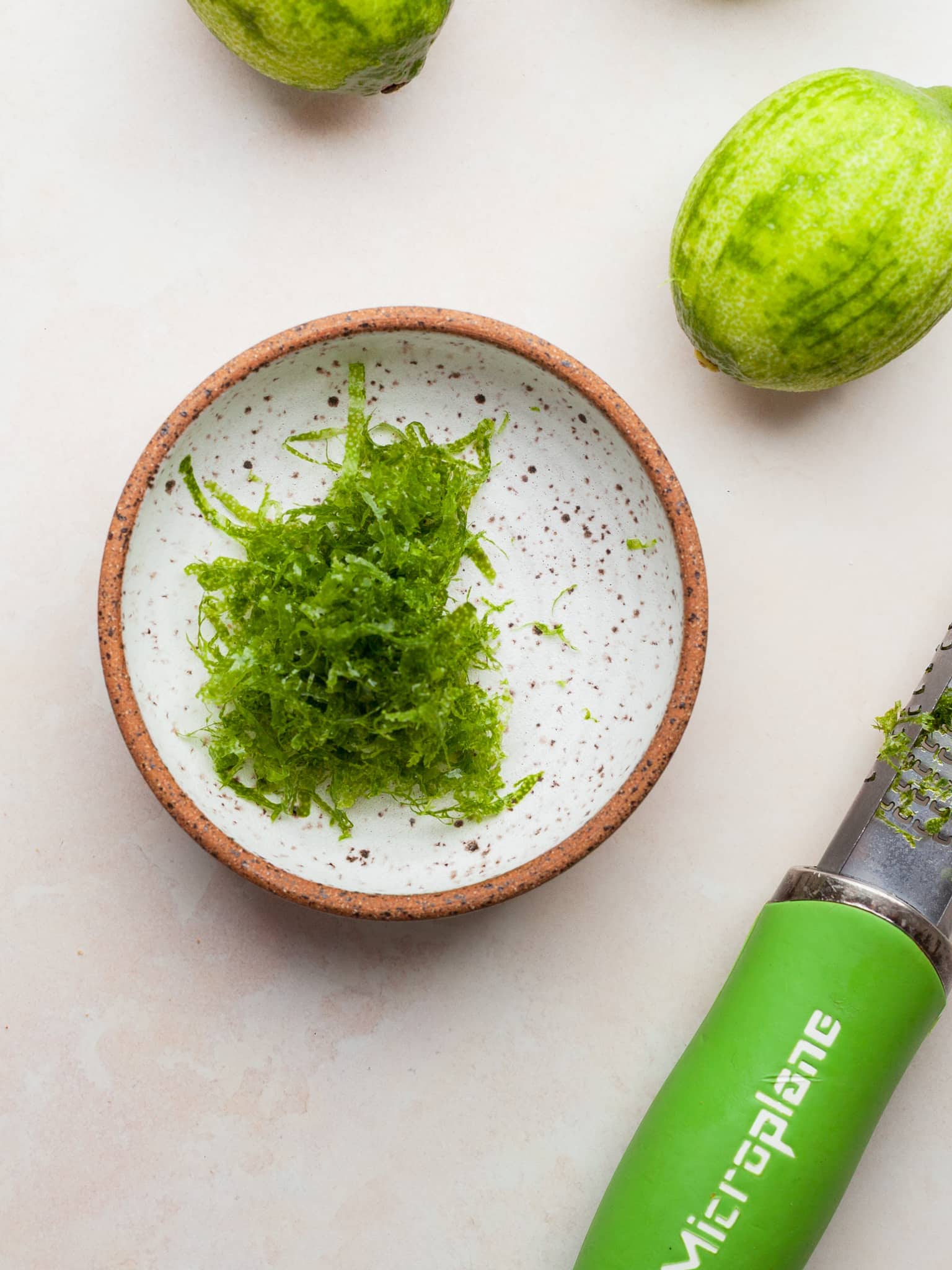 lime zest in a small bowl