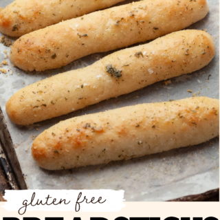 These Gluten Free Breadsticks are soft, fluffy, and finished with garlic butter! Made with a simple yeast dough and just one rise, they're easy to make and perfect for serving with pasta, dipping in marinara sauce, or enjoying alongside your favorite Italian dishes.
